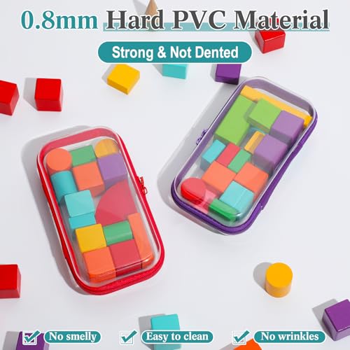 Sanwuta 6 Pcs Clear Hard Zipper Case Plastic Zipper Pouches Transparent Makeup Bag Pencil Case Pouches Toiletry Diaper Bag for Travel Toy Storage Organizer Bins - color: Assorted Color, size: 7.48 x 3.94 x 2 Inch