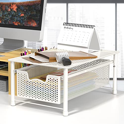 Simple Houseware Stackable Cabinet Basket Drawer Organizer, White - color: White, size: 1-Tier