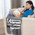 Teniux Remote Control Holder Faux Leather Armrest Organizer with 6 Pockets for recliner couch sofa, Armchair Caddy for Smart Phone, Book, Magazines, Ipad, Remotes (Dark Grey) - color: Dark Grey