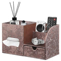 Square Tissue Box Cover with Drawer Storage and Tray on Top, PU Leather Tissues Cube Boxes Holder, Modern Nightstand Organizer Caddy, Remote Control Holder for Bathroom, Bedside, Office, Home - color: Archaize