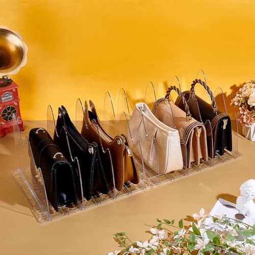 UNICRAFTALE Purse Organizer for Closet Plastic Clear Purse Storage Adjustable Shelf Dividers Handbag Separators Storage Organizer for Closets Bedroom Wardrobes Offices