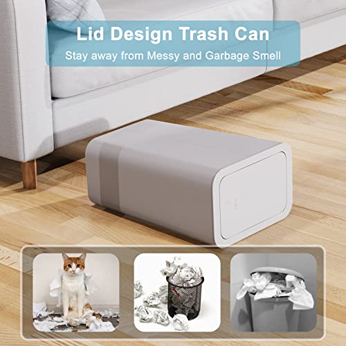 N. NETDOT 3 Pack (2 of 4 Gal & 1 of 2.6 Gal) Small Trash Can with Lid,Bathroom Garbage Can with Pop-Up Lid,Waste Basket for Bathroom,Kitchen,Bedroom,Powder Room,Craft Room,Office,College (Gray) - color: 4gal x2 & 2.6gal Grey