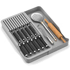 RIIPOO Expandable Knife Organizer for Drawer - Retractable and Adjustable Knife Block Holder Insert, Secure Storage Tray for Kitchen Countertop Organization