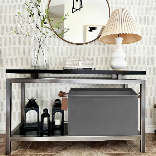 CHICVITA Storage Baskets for Shelves, 19" x 13" x 11" Fabric Storage Bins with Metal Frame Handles, Extra Large Closet Storage Baskets for Organizing, Gray, 2-Pack - color: Grey, size: 19" L x 13" W x 11" H
