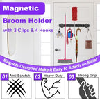 Magnetic Mop Broom Holder, Heavy Duty Magnetic Mop Hanger with Swivel Hooks for Cleaning Tools, Strong Magnet Mount Tool Hanger Organize System Utility Rack for Refrigerators Laundry Garage Kitchen - size: D66 Magnetic Broom Holder