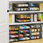 JKsmart 2-Tier Stackable Can Rack Organizer for Pantry, Adjustable Can Dispenser Holds Up to 60 Cans, Can Storage Holder for Various Ounces of Canned Food Soda Drinks, Black, 2 Pack - size: 2 Tier - 2Pack