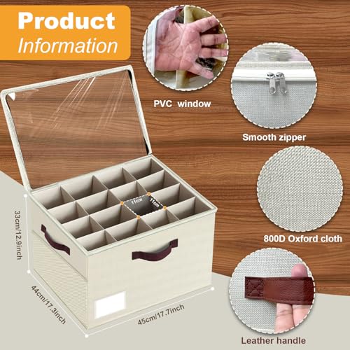 2 Pack Large Shoe Organizer for Closet, Adjustable Dividers Shoe Storage Bins Boxes, Foldable Shoe Holder Cube Containers with Clear Cover for Men’s Shoes, High Heel,Sneaker,Slippers,Boots(Beige)