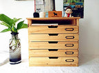 5 Flat Drawer Organizer for Home or Office Desk - Wooden Chest of Drawers - File Organizer with Drawers & 1 Paper Tray Slot - Desk Organizer w/ Storage Drawers & Label Holders - Wood File Box