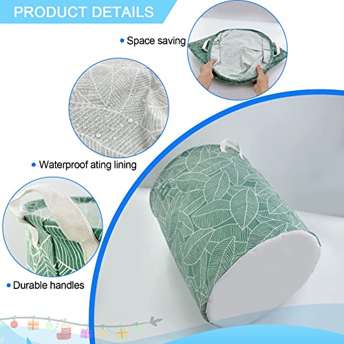 Mziart Large Foldable Laundry Basket Organizer, Collapsible Laundry Hamper Fabric Clothes Toy Storage Basket Nursery Hamper Storage Bin for Household Bedroom, Bathroom, College Dorm (Big White Leaf) - color: Big White Leaf