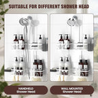 REINHARDT Adjustable Shower Caddy Hanging Rustproof Shower Caddy for Handheld Showerheads, Shower Organizer with Hooks Soap Holder Toothbrush Holder, Anti-Swing Shower Rack Bathroom Accessories, White - color: White