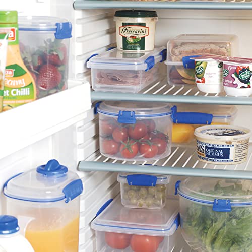 Sistema KLIP IT Rectangular Collection Food Storage Container, 33.8 oz./1.0 L, Clear/Blue, 3 Count - size: 3-Piece (33.8 oz), style: Set of 3