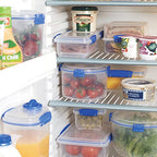 Sistema KLIP IT Rectangular Collection Food Storage Container, 33.8 oz./1.0 L, Clear/Blue, 3 Count - size: 3-Piece (33.8 oz), style: Set of 3