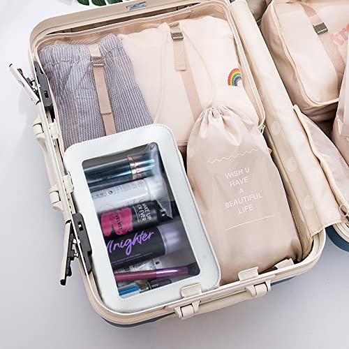 LETGO Clear Makeup Bags, TSA Approved Toiletry Bag with Zipper, Clear Makeup Organizer Fit Carry-on Travel Essentials,Clear Cosmetic Bags for Women Men (C-Beige) - color: C-Beige