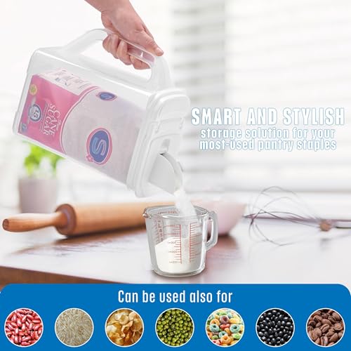 Buddeez Kitchen Pantry Container - Easy Grip Handle for Mess Free Use - Flour and Sugar Storage Made Simple - 4 Quart White Lid - size: 4 QT