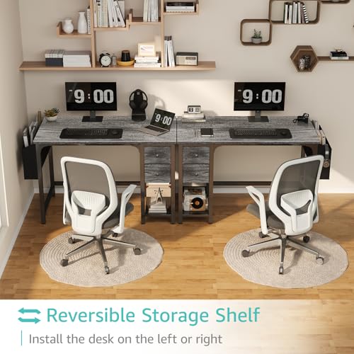 Lufeiya Computer Desk with Fabric Drawers, 40 Inch Gaming Desk for Small Space Home Office, Modern Simple Study Writing Table PC Desks for Bedroom, Gray - color: Grey, size: 40 inch