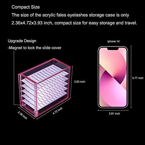 Lash Organizers and Storage, Upgrade design red Small 5-Layer Lash Trays for Lash Extensions with magnet cover, Transparent lash tray Organizer, Eyelash Storage Box - color: Pink-Upgrade