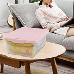 14 Quart Plastic Latching Storage Box, Plastic Underbed Storage Bin with Pink Lids, 2 Packs