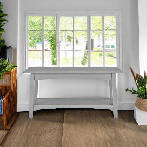 Craftsbury 36-Inch Wood Entryway Bench with Storage Shelf – Dove Gray Accent Bench for Entryway, Hallway, or Living Room – Small Space Seating with Farmhouse Charm by Alaterre Furniture - color: Grey