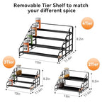 Bunoxea Spice Rack 4 Tier Kitchen Cabinet Organizer,Countertop Spice Rack,Tier Depth Adjustable Cabinet Shelf,Step Spice Organization Easy Visibility,Holds Seasoning and Condiments 2Pack - size: 2 Pack