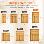 Lifewit Silverware Drawer Organizer, Utensil Tray for Kitchen, Flatware and Cutlery Holder, Storage for Spoons Forks Knives, 25 x 39cm, Natural - size: 9.9''W x 15.5''D