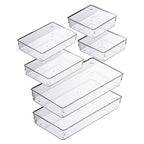 ihomecooker 3 Pack Clear Plastic Drawer Organizer Tray Cutlery Utensil Makeups Drawer Silverware Organizers 12" X 6"… (6P(6X6+6X9+6X15)) - size: 6 Pack Mixed Sizes Clear Plastic