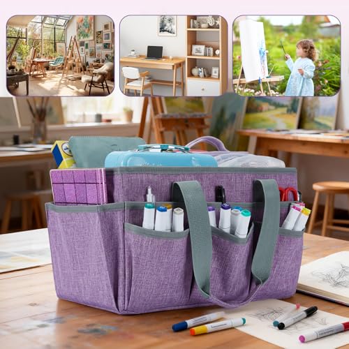 Craft Tote Bag, Art Organizer,Cleaning Supply Caddy, Carrying Bag with Handle for Multi-Purpose, Organizer Caddy for Pets (Purple) - color: Purple