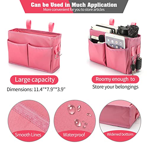 Bseash Bunk Bed Organizer, Bedside Caddy Hanging Bed Organizer Storage Bag with 4 Pockets and 2 Hooks, for College Dorm Rooms Bed, Hospital Bed, Baby Bed Rails, 600D Oxford Cloth (Pink) - color: Pink, size: Small
