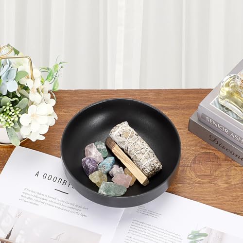 Key Holder Bowl for Entryway Table Round Catchall Bowl for Coin Fruit Holder Decorative Serving Bowl for Coffee Table Kitchen Counter, 7.4 Inches - color: Black, size: 7.4 Inches