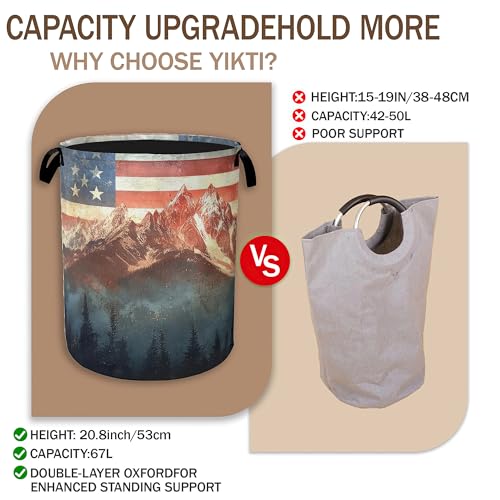 Vintage American Flag Laundry Hamper,Forest Mountain Clothes Hamper for Laundry,Waterproof Oxford Toy Storage Collapsible Hampers for Bedroom, Dorm Room,Bathroom,16x20 Inch - color: Vintage American Flag