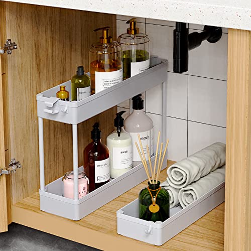 SPACEKEEPER Slim Rolling Storage Cart, 3 Tier Storage Organizer Laundry Room Organizer Mobile Shelving Unit, Multi-Purpose for Kitchen Office Bathroom Laundry Narrow Places, Gray - color: Grey