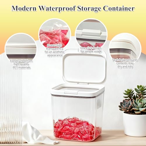 Gute Laundry Pod Holder with Lid - 186oz Sealed Automatic Pop-Up Dispenser, Laundry & Dishwasher Pods for Laundry Room Organization-5.5L - color: 5.5L