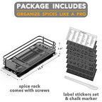 SpaceAid Pull Out Spice Rack Organizer for Cabinet, Heavy Duty Slide Out Seasoning Kitchen Organizer, Cabinet Organizer, with Labels and Chalk Marker, 4.5" W x10.75 D x2.5 H, 1 Drawer 1-Tier - style: 4.5" W, 1-Tier