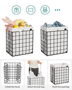 SONGMICS Laundry Hamper, 23.8 Gal. (90L) Laundry Basket, Collapsible Clothes Hamper, Black and White ULCB190W01 - color: Cream White, size: 90 L