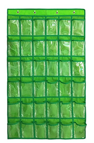 NIMES Hanging Closet Underwear Sock Jewelry Storage Over The Door Classroom Cell Phone Calculator Organizer 36 Clear Pockets (Green) - color: Green