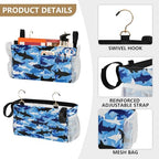 Bedside Caddy Hanging Bunk Bed Caddy Bed Organizer Hanging Pocket with 2 Hooks Bedside Storage Organizer Pocket Bag Holder Marine Bright Sky Blue Shark - color: Marine Bright Sky Blue Shark