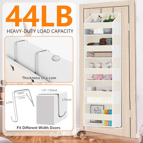 Over Door Organizer with 5 Large Pockets & 10 Mesh Side Compartments - Behind The Door Storage for Bathroom, Bedroom, Closet, Pantry, RV & Nursery - Baby Room Organizer Solution - Beige - color: Beige