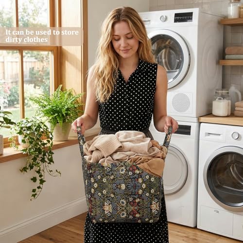 Floral Fabric Storage Basket Car Interior Storage Basket Underwear Sundries Laundry Baskets Supplies Home Organizer Bag (style 5) - color: style 5