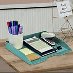 Acrimet Stackable Letter Tray Single Side Load, Plastic, Desktop File Organizer (Solid Green Color) (1 Unit)