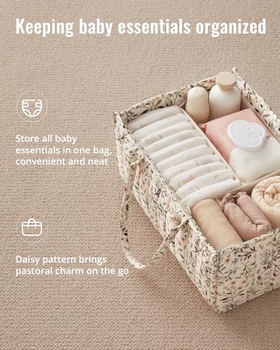 Blissful Diary Floral Diaper Caddy Organizer, Stylish Nursery Storage Basket, Diaper Bag,Gift for Baby Shower, Baby Registry Must Have, Newborn Essentials, Pastoral Daisy - color: Pastoral Daisy