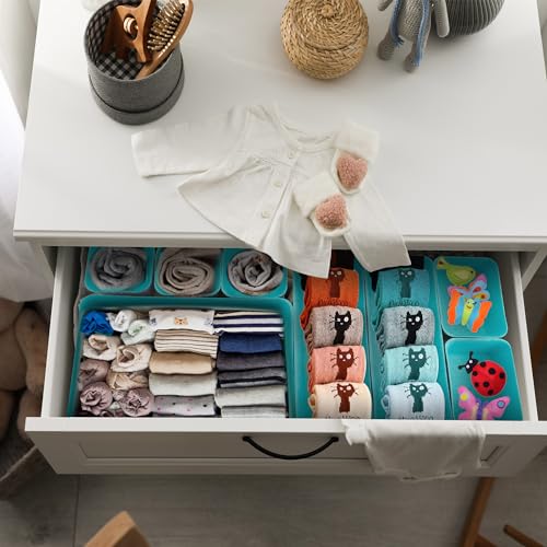 8pcs Drawer Organizers, Separators, Storage Box,Felt Storage Bins Inserts Tool Containers Toy Basket Shelf Cubes Foldable Drawer Dividers Desk Organisers- Blue&Grey - color: Blue&Grey