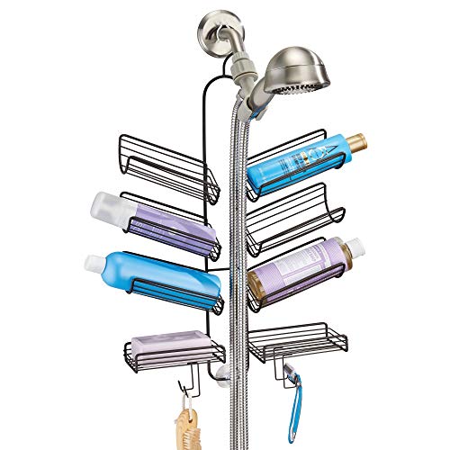 iDesign Verona Metal Hanging Bathroom Caddy for Handheld Shower Hose, Extra Space for Shampoo, Conditioner, Soap, Razors, Loofahs, Towels, 25" x 14" x 4", Bronze - color: Bronze