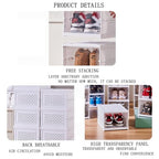 Foldable Shoe Rack,No Assembly Stackable Shoe Storage Box with Doors,Free Standing Plastic Space Saving Shoe Cabinet Bins Dustproof,Folding Shoe Box Organizers (6 Tier-6 Pairs White) - size: 6 Tier-6 Pairs White