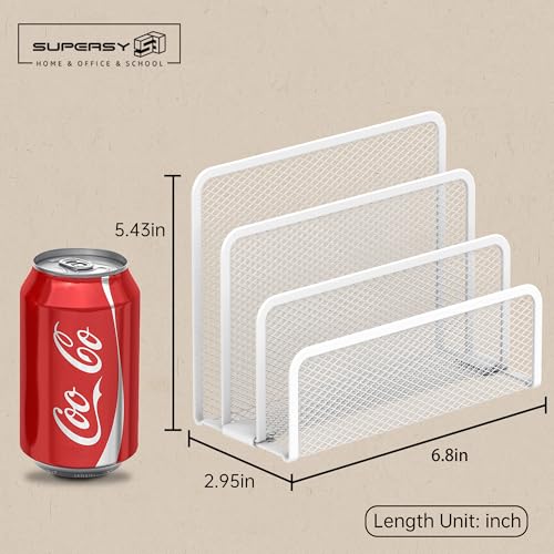 SUPEASY Mail Organizer for Desk, Mesh Metal Mail Holder Countertop with 3-Slot, Letter Sorter File Holder, Office Envelope Organizer for Mails (White) - color: White