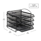 Mind Reader 4-Tier Paper Tray, File Storage, Desktop Organizer, Wall Mountable, File Organization, Metal Mesh, Black - style: 4-Tier