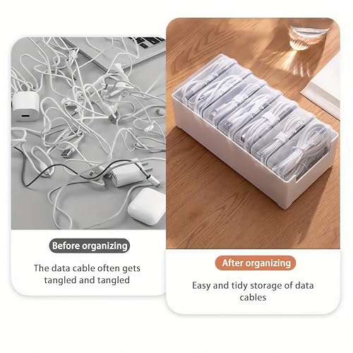 11 Box Cable Organizer Storage Box, Desktop Cable Management with Switch, Power Cord Organizer for Office,Home,Desk Accessories Storage Stationery Supplies and Accessories（Clear） (11 Box) - color: 11 BOX