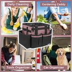 SCAVATA Compact Wearable Cleaning Caddy, Small Cleaning Caddy Supplies Organizer with Handle & Shoulder Straps for Housekeepers, Under Sink & Car Cleaning Tool Organizers Bag (LotusPink) - color: LotusPink