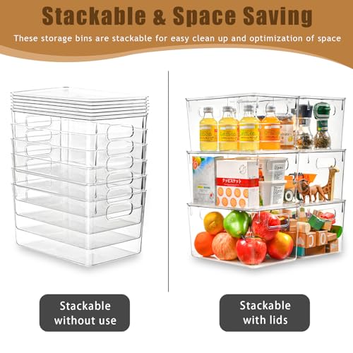 12 Pack Clear Storage Bins with Lids, 7 Quart Stackable Storage Boxes for Storage and Organization, Plastic Storage Containers with Lids, Plastic Bins with Handles for Office, Bedroom, Study Room - size: 12 Pack