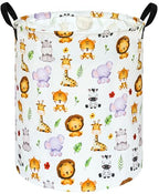 KUNRO Kids Laundry Hamper Clothes Gift Basket Storage Laundry Baskets Organizer Bin with Handles for Nursery Room (Tiger Animals) - color: Tiger animals