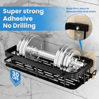 4-Pack Adhesive Shower Caddy with Soap Holder – Rustproof Aluminum Black Shower Shelves & Towel Bar, No Drill Bathroom Organizers and Storage, Anti-Tip Shower Rack for Inside Shower - size: 4-Pack