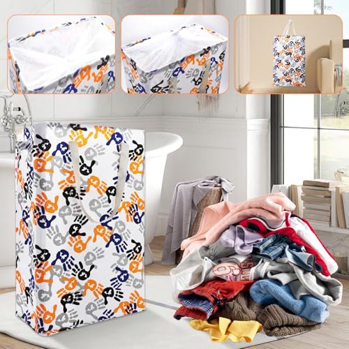 Odonata Slim Laundry Hamper Handles Collapsible Laundry Basket Thin Dirty Clothes Basket Narrow Laundry Bag Foldable Dirty Hamper 48L (Palm) - color: Palm